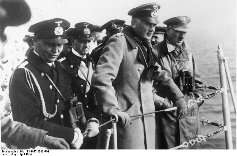 Adolf Hitler on the Deutschland battleship